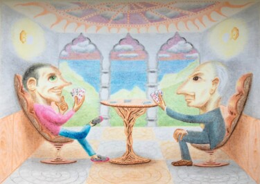 Картина под названием "The game" - Vitaly Lobov, Подлинное произведение искусства, Цветные карандаши