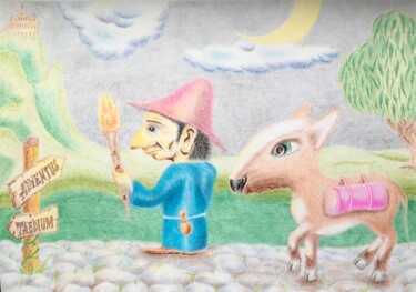 Картина под названием "Crossroads" - Vitaly Lobov, Подлинное произведение искусства, Цветные карандаши