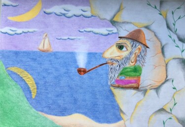 Картина под названием "Call of the sea" - Vitaly Lobov, Подлинное произведение искусства, Цветные карандаши