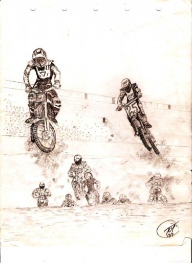 Painting titled "MotorcycleJump" by Tom Taylor, Original Artwork, Other