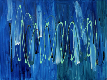 Painting titled "Rêve turquoise" by Lodala, Original Artwork, Acrylic