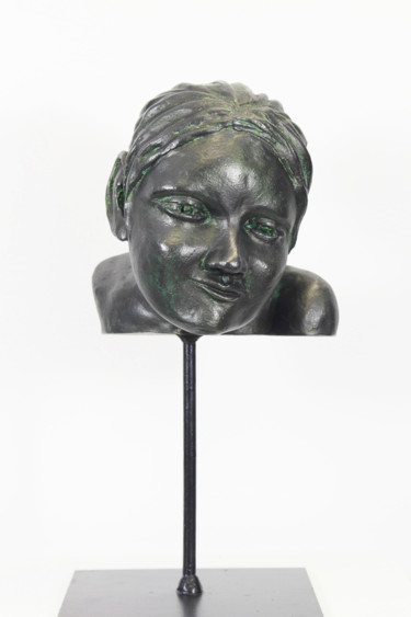 Sculpture intitulée "Visage n°1/8" par Lode, Œuvre d'art originale, Plâtre Monté sur Métal