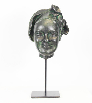 Sculpture titled "Sourire n°1/8" by Lode, Original Artwork, Plaster Mounted on Metal