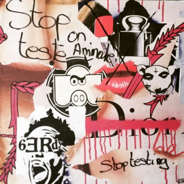 Collages intitulée "STOP TESTING" par Lo Despres, Œuvre d'art originale, Collages