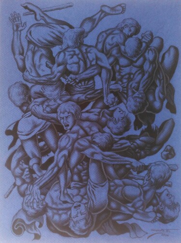Malerei mit dem Titel "LE COMBAT SPIRITUEL…" von Odiphate Badila, Original-Kunstwerk, Pastell