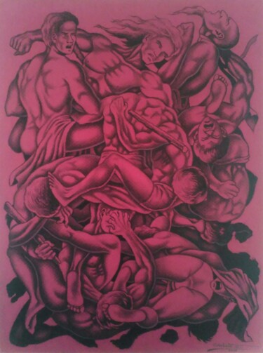 Pittura intitolato "LE COMBAT SPIRITUEL…" da Odiphate Badila, Opera d'arte originale, Pastello