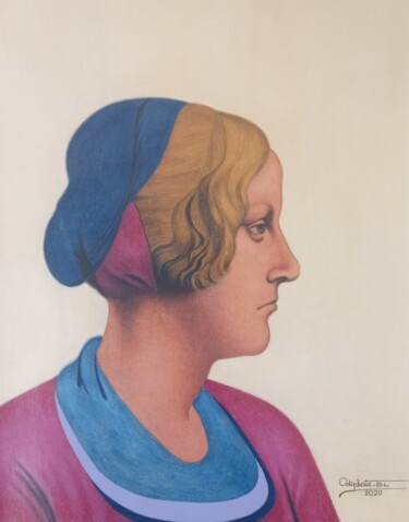 Zeichnungen mit dem Titel "Profil de jeune fem…" von Odiphate Badila, Original-Kunstwerk, Pastell