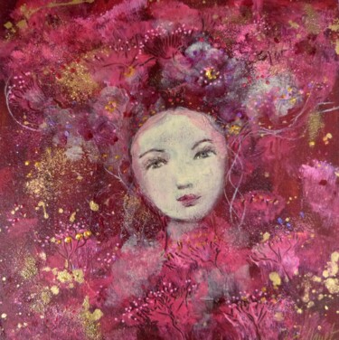 Schilderij getiteld "Pink Abysses" door Loetitia Pillault, Origineel Kunstwerk, Acryl