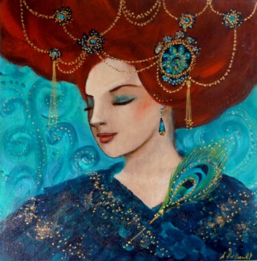 Painting titled "Envoutement bleu" by Loetitia Pillault, Original Artwork, Acrylic