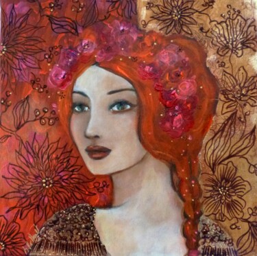 Painting titled "Flamboyante Edwina" by Loetitia Pillault, Original Artwork, Acrylic