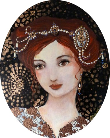 Malerei mit dem Titel "Lana Or" von Loetitia Pillault, Original-Kunstwerk, Acryl