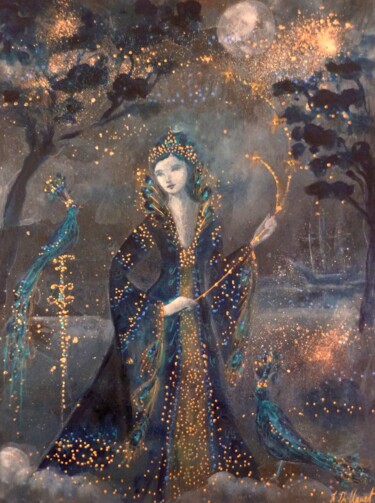 Pintura intitulada "L'heure bleue" por Loetitia Pillault, Obras de arte originais, Acrílico