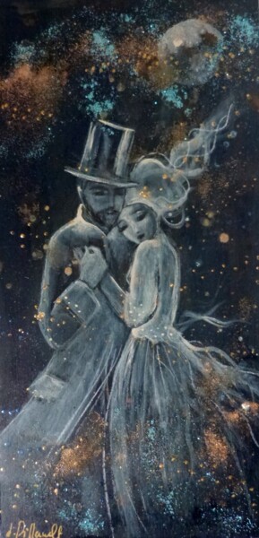 Malerei mit dem Titel "Sous la lune,infini…" von Loetitia Pillault, Original-Kunstwerk, Acryl