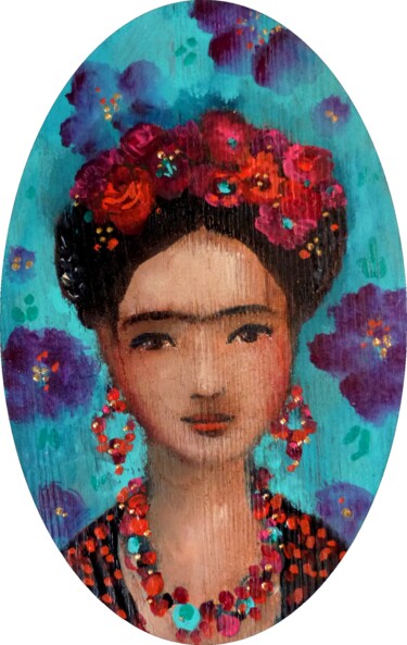 Pintura intitulada "Frida azur." por Loetitia Pillault, Obras de arte originais, Acrílico