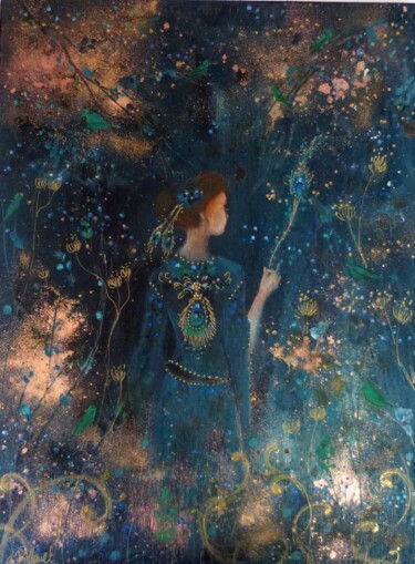 Malerei mit dem Titel ""A l'orée des songe…" von Loetitia Pillault, Original-Kunstwerk, Acryl