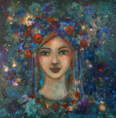 Painting titled "La fiancée bleue" by Loetitia Pillault, Original Artwork, Acrylic