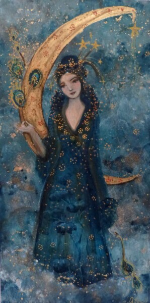Painting titled "La délicatesse bleue" by Loetitia Pillault, Original Artwork, Acrylic