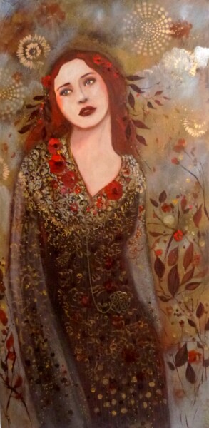 Peinture intitulée "Muse d'automne" par Loetitia Pillault, Œuvre d'art originale, Acrylique Monté sur Châssis en bois