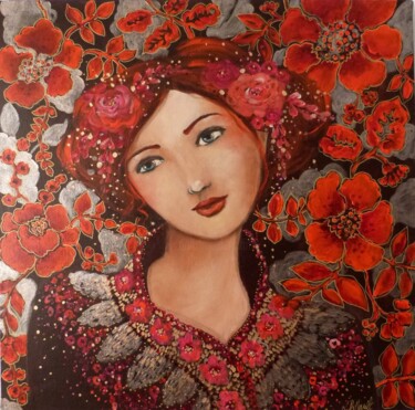 Painting titled "Clémence la douce" by Loetitia Pillault, Original Artwork, Acrylic Mounted on Wood Stretcher frame