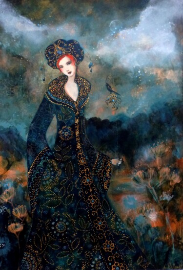 Картина под названием "Rituel nocturne" - Loetitia Pillault, Подлинное произведение искусства, Акрил Установлен на Деревянна…