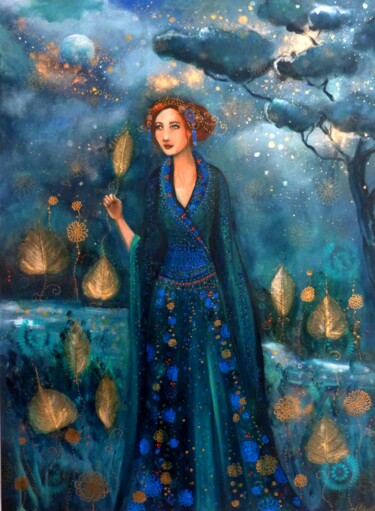 Картина под названием "Magie bleue" - Loetitia Pillault, Подлинное произведение искусства, Акрил Установлен на Деревянная ра…
