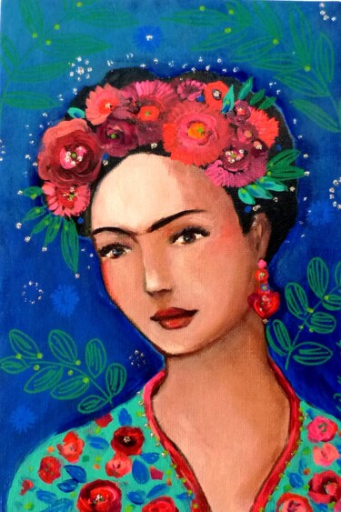 Painting titled "Eva Frida" by Loetitia Pillault, Original Artwork, Acrylic Mounted on Wood Stretcher frame