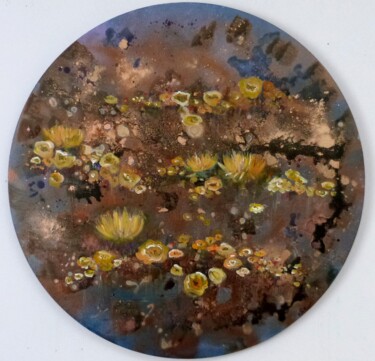 Painting titled "Fleurs de lumière" by Loetitia Pillault, Original Artwork, Acrylic Mounted on Wood Stretcher frame