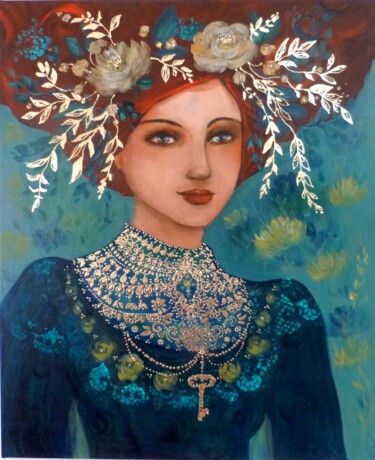 Painting titled "Un rêve bleu" by Loetitia Pillault, Original Artwork, Acrylic Mounted on Wood Stretcher frame