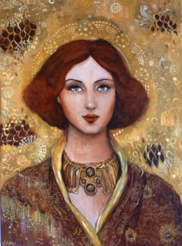 Ζωγραφική με τίτλο "Le mystère d'Oriana" από Loetitia Pillault, Αυθεντικά έργα τέχνης, Ακρυλικό Τοποθετήθηκε στο Ξύλινο φορε…