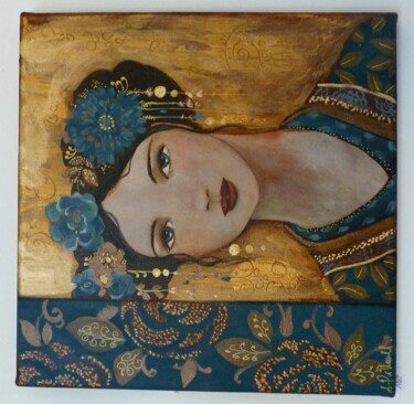 Peinture intitulée "Tout l'or d'Eva" par Loetitia Pillault, Œuvre d'art originale, Huile