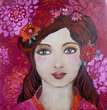 Peinture intitulée "Loren au printemps" par Loetitia Pillault, Œuvre d'art originale, Acrylique