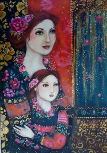 Painting titled "Un ciel bohème" by Loetitia Pillault, Original Artwork, Acrylic