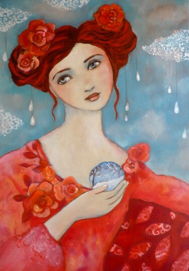 Painting titled "Un coeur en hiver" by Loetitia Pillault, Original Artwork, Acrylic