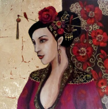 Peinture intitulée "La précieuse rouge" par Loetitia Pillault, Œuvre d'art originale, Acrylique