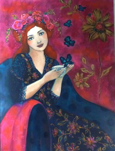 Pittura intitolato "Le boudoir rose" da Loetitia Pillault, Opera d'arte originale, Acrilico