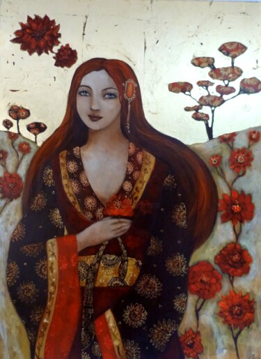 Pittura intitolato "Divin jardin" da Loetitia Pillault, Opera d'arte originale, Acrilico