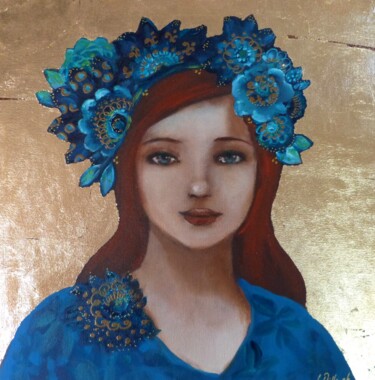 Pintura titulada "Lyana bleue" por Loetitia Pillault, Obra de arte original, Acrílico