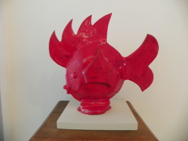 Sculpture titled "LE POISSON COQ" by Lgh, Original Artwork, Clay