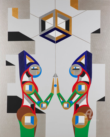 Peinture intitulée "COSMI_Q LOVE X1" par Loferrie, Œuvre d'art originale, Acrylique Monté sur Châssis en bois