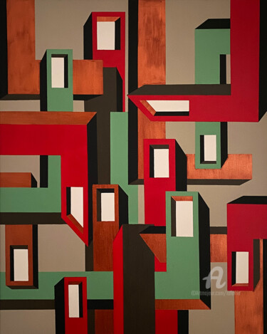 Картина под названием "C_TOPIA X10" - Loferrie, Подлинное произведение искусства, Акрил Установлен на Деревянная рама для но…