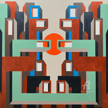 Painting titled "OPTIKÉ SŌL" by Loferrie, Original Artwork, Acrylic Mounted on Wood Stretcher frame