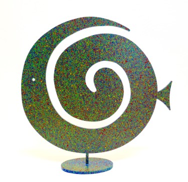 Sculpture titled "Spiral fish" by Luca Peppoloni, Original Artwork, Metals