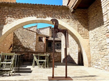 Sculpture titled "Cavallo etrusco" by Luca Peppoloni, Original Artwork, Metals