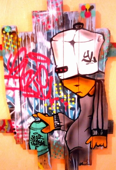 Painting titled "Le graffeur" by Yanle, Original Artwork, Spray paint