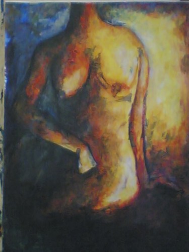 Painting titled "A woman sitting" by Khaled El Halapy, Original Artwork