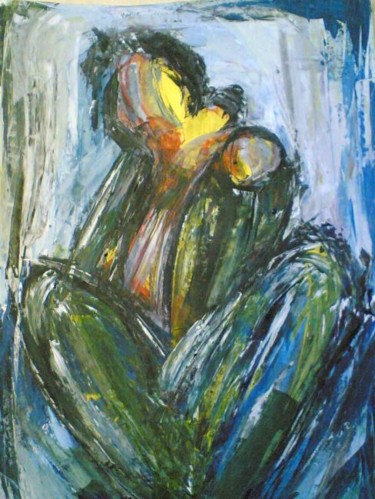 Painting titled "A woman carrying a…" by Khaled El Halapy, Original Artwork