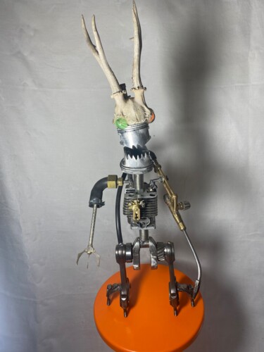 Skulptur mit dem Titel "brocarobot 1" von Loic Baron, Original-Kunstwerk, Metalle