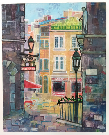 Painting titled "place de la trinité" by Loïc Bruyère, Original Artwork, Acrylic