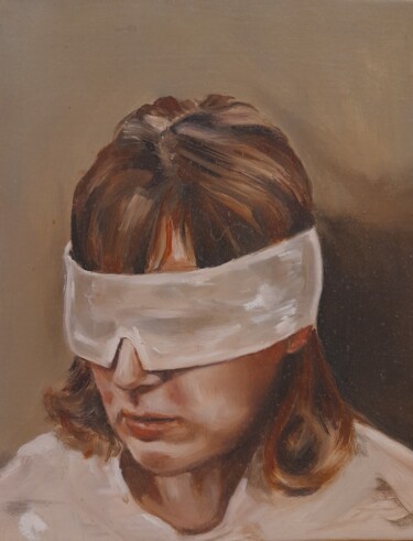 Pittura intitolato "The blindfold." da Loïc Desroeux, Opera d'arte originale, Olio