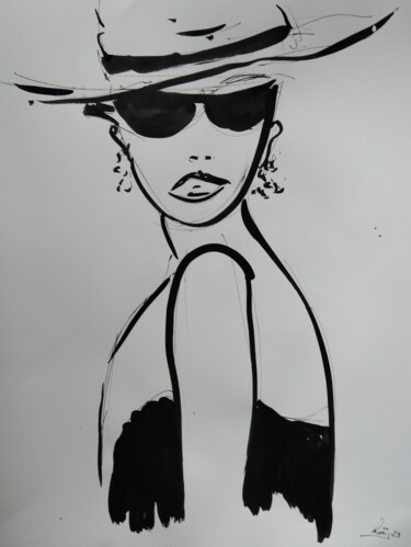 Drawing titled "LUNETTE DE SOLEIL" by Loic Maxamber, Original Artwork, Ink